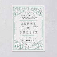 Iconic Mountain Wedding Invitations Dark Green Signature Blank No Standard