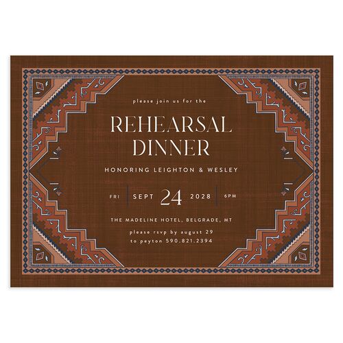 Western Tapestry Rehearsal Dinner Invitations Chocolate Signature Blank Standard