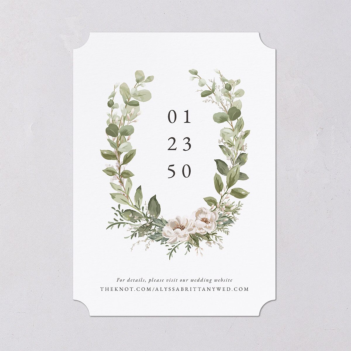 Greenery Laurel Save The Date Cards — view 3