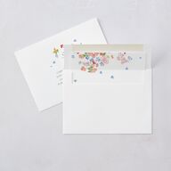 Scattered Blossoms Save The Date Cards Gold Pastel Blue Signature smooth Blank No Standard