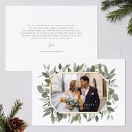 Holiday Eucalyptus Holiday Cards Pure White Signature Blank Landscape Standard