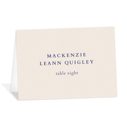 Elegant Editorial Page Place Cards Navy Signature