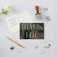 Elegant Nouveau Thank You Postcards Dark Emerald