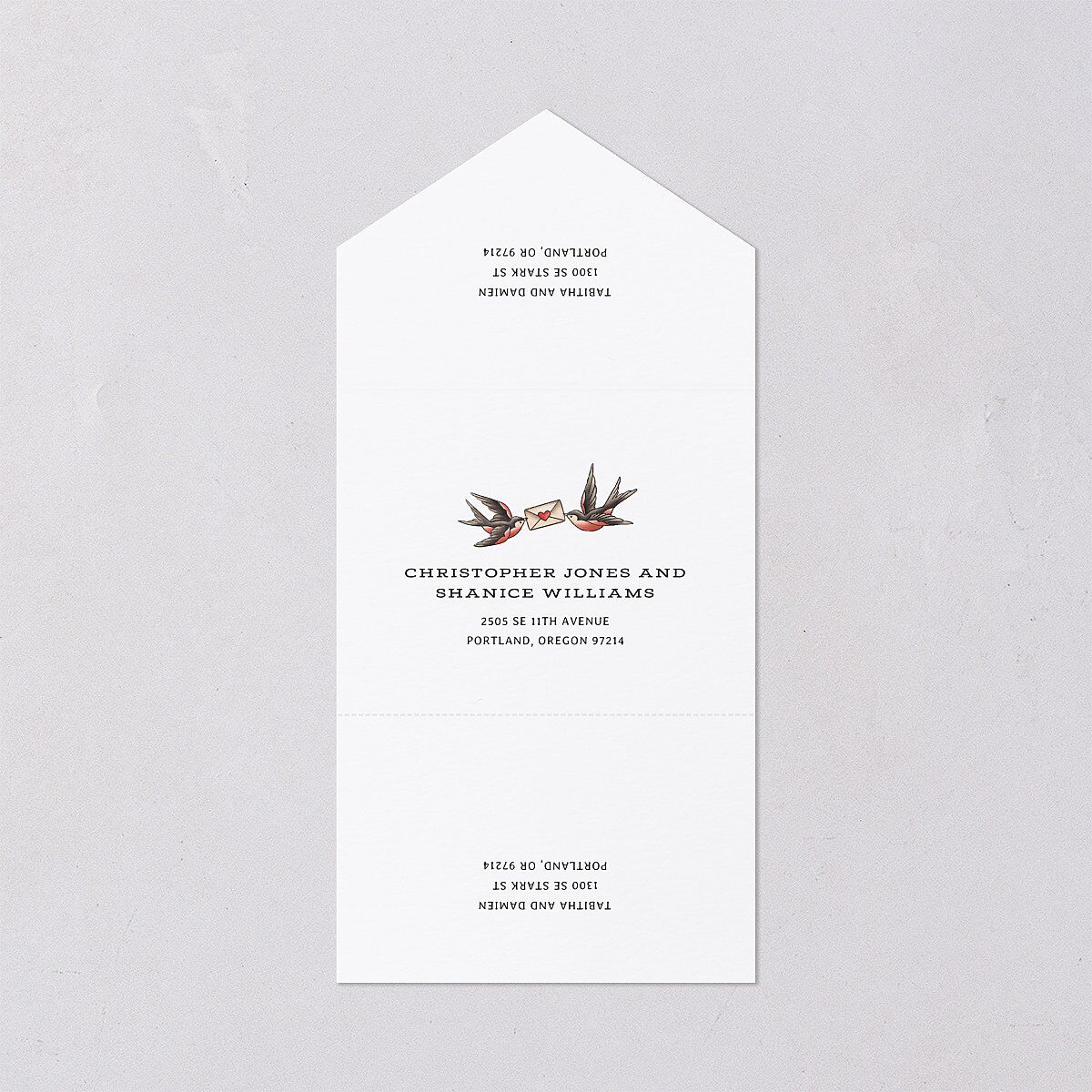 Til Death Tattoos All-in-One Wedding Invitations Linen Signature Light Both Recipient and Return Addresses No