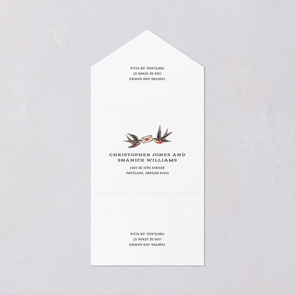 Til Death Tattoos All-in-One Wedding Invitations Linen Signature Light Both Recipient and Return Addresses No