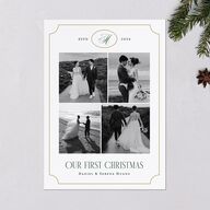 Elegant Monogram Greeting Holiday Cards Hunter Green Signature Blank Standard