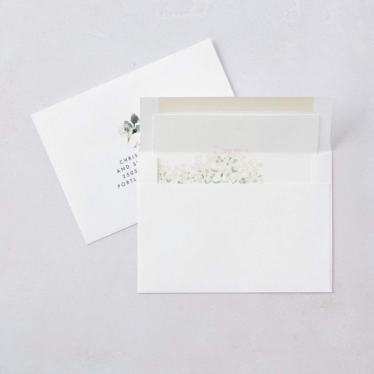 Elegant Greenery Save The Date Cards Pure White Signature smooth Blank No Standard