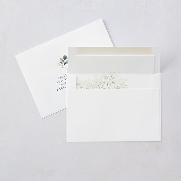 Elegant Greenery Save The Date Cards Pure White Signature smooth Blank No Standard