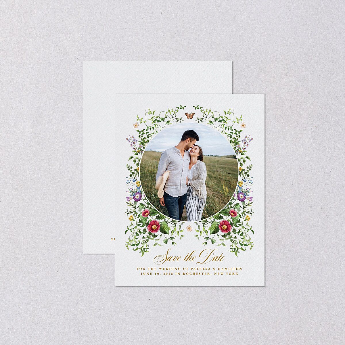 Opulent Garden Save the Date Petite Cards Scottish Green Signature smooth Blank No Standard