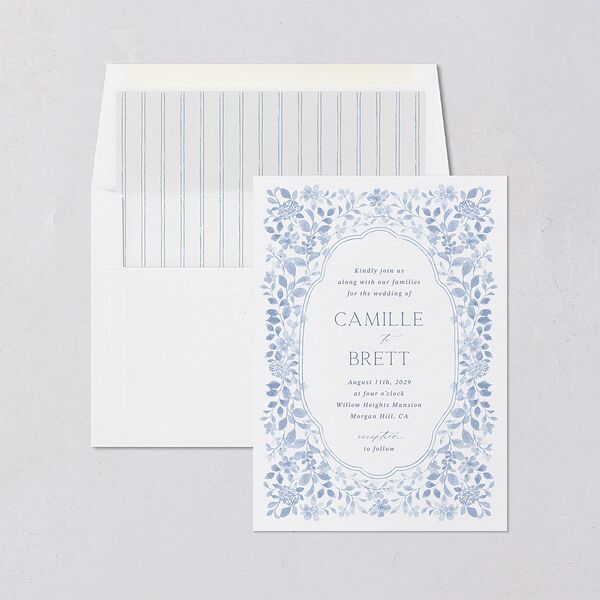 Porcelain Blue Floral Watercolor Envelope Liners Cornflower Standard