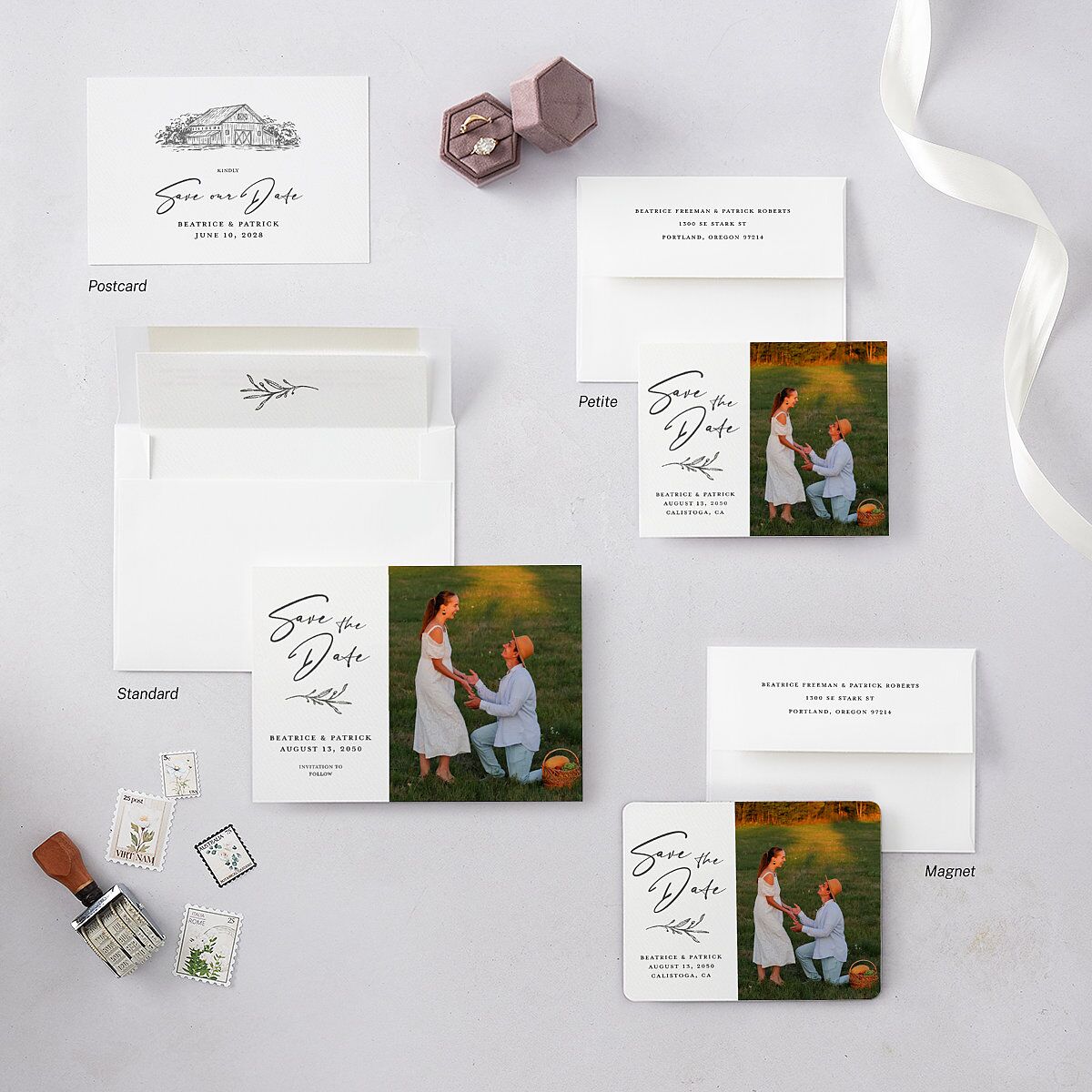 Rustic Setting Save The Date Magnets Medieval Grey Magnet Paper