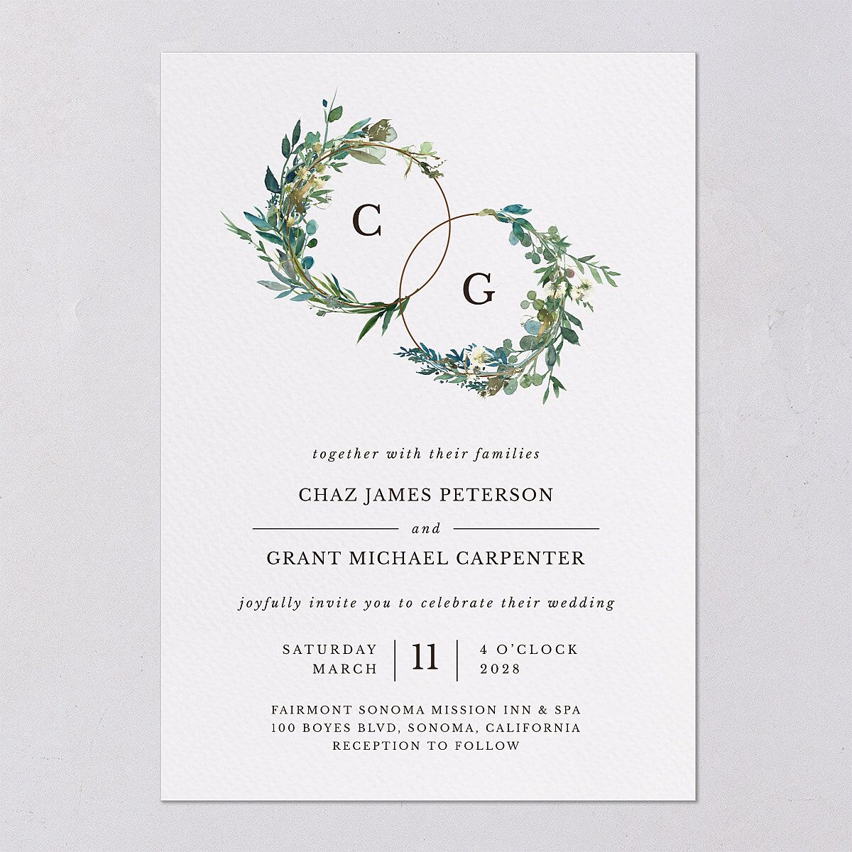 Leafy Hoops Wedding Invitations — view 9