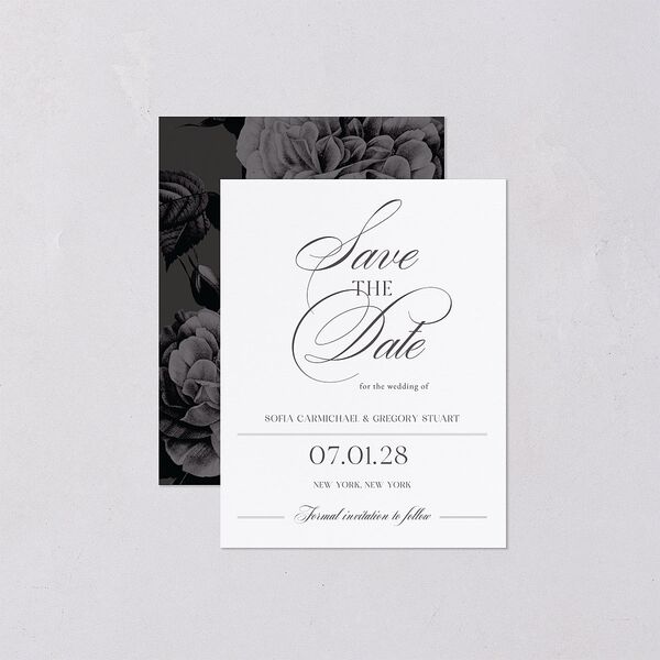 Classically Elegant Save the Date Petite Cards Pure White Signature smooth Blank No Standard