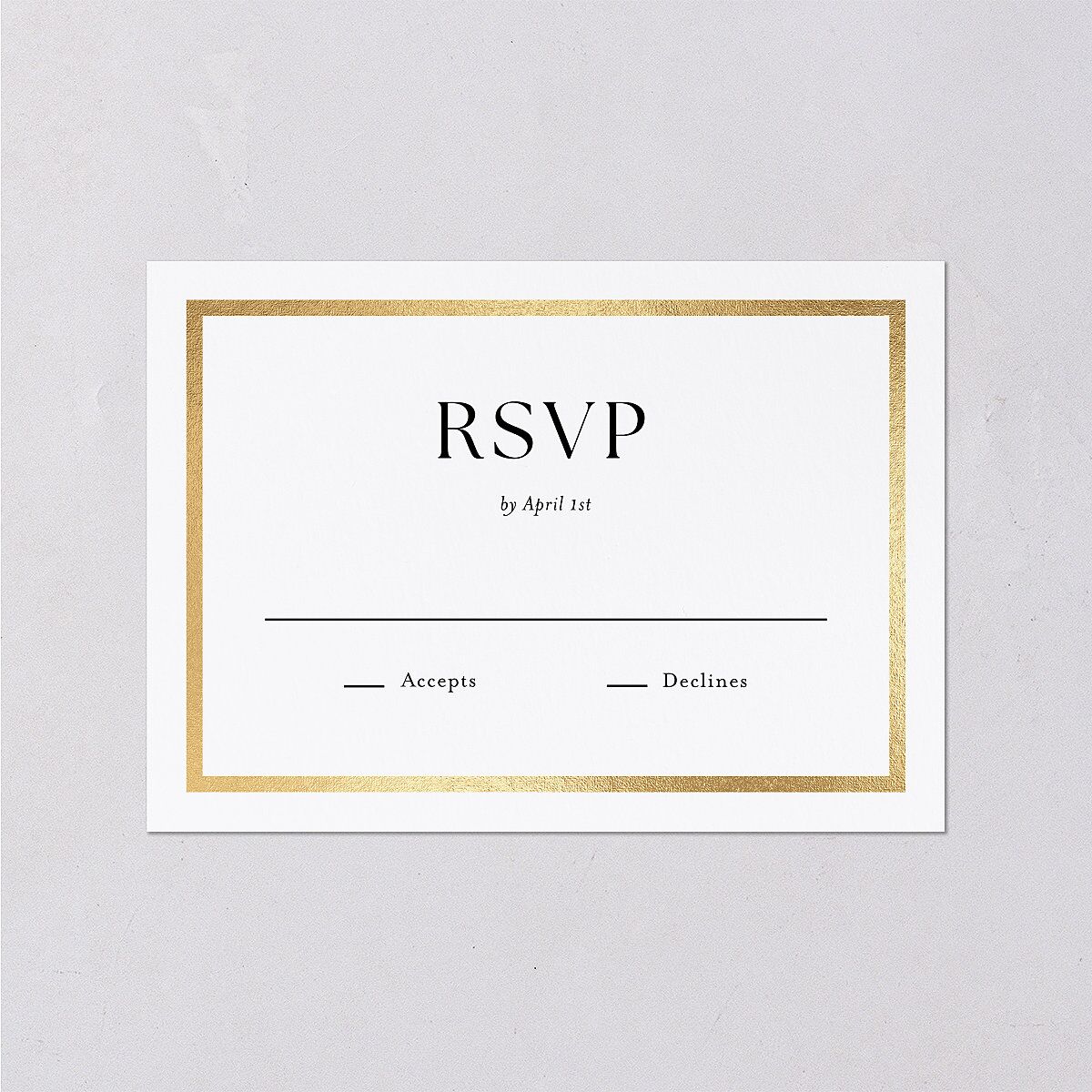 Simple Frame Wedding Response Cards Gold Pure White Signature