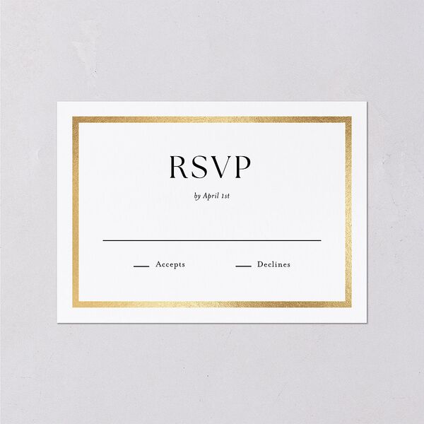 Simple Frame Wedding Response Cards Gold Pure White Signature