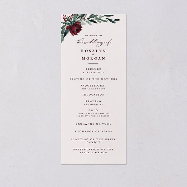 Gilded Botanical Wedding Programs Burgundy Signature