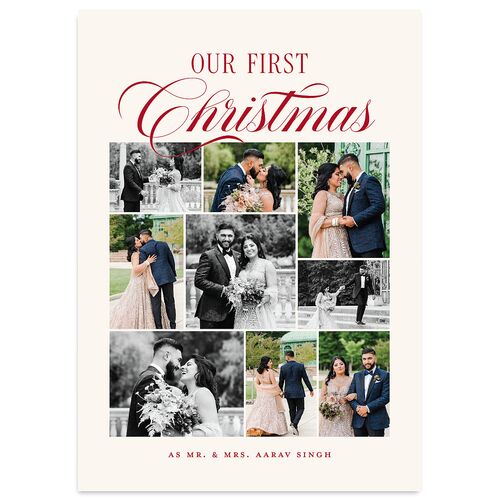 First Christmas Photo Gallery Holiday Cards Jewel Red Signature Blank Standard