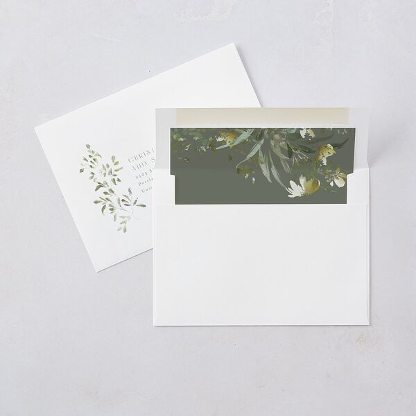 Gilded Greenery Wedding Invitations Gold Deep Olive Signature Blank No Standard