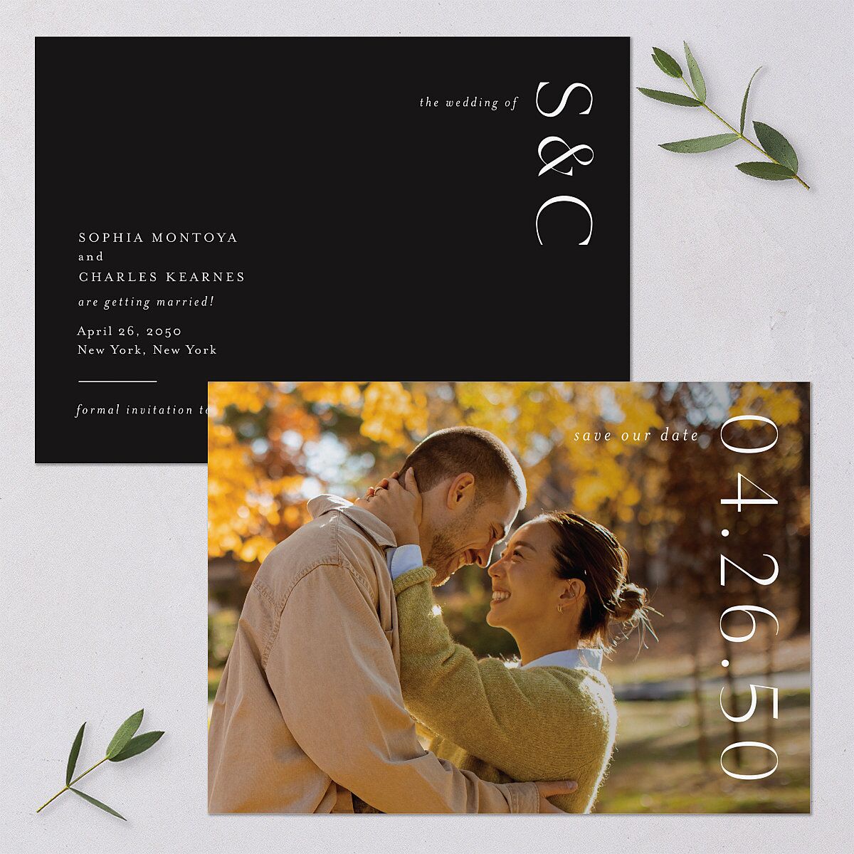 Timeless Elegance Save The Date Cards — view 1
