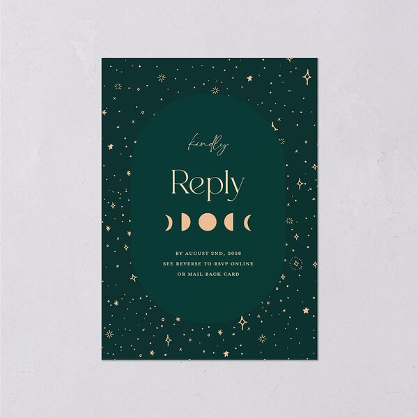 Celestial Galaxy Wedding Response Cards Dark Emerald Signature Standard
