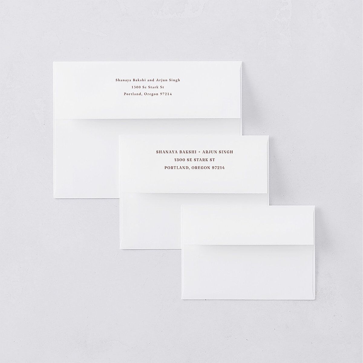 Indian Painted Henna Wedding Invitation Envelopes White Chestnut Both Recipient and Return Addresses Standard Signature
