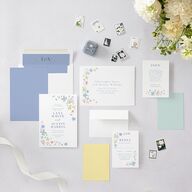 Floral Appliqué Wedding Invitations Slate Signature Blank No Standard