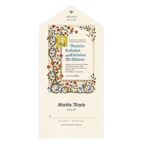 Medieval Renaissance All-in-One Wedding Invitations Canary Signature Light Both Recipient and Return Addresses No