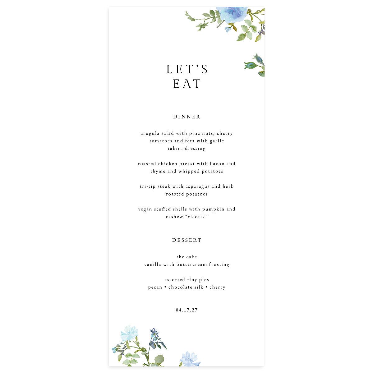 Minimal Floral Menus