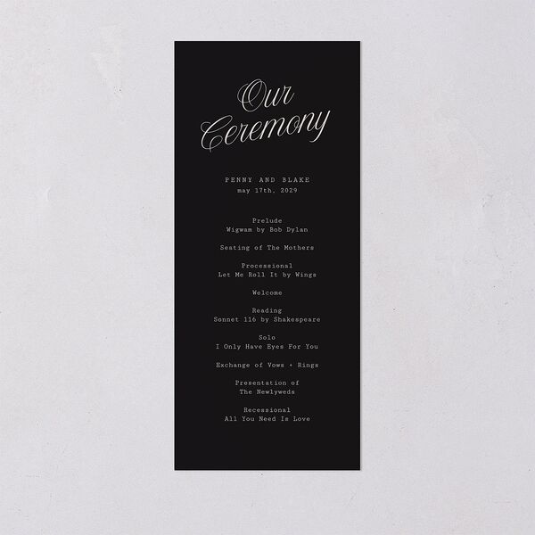Vintage Script Wedding Programs Midnight Signature