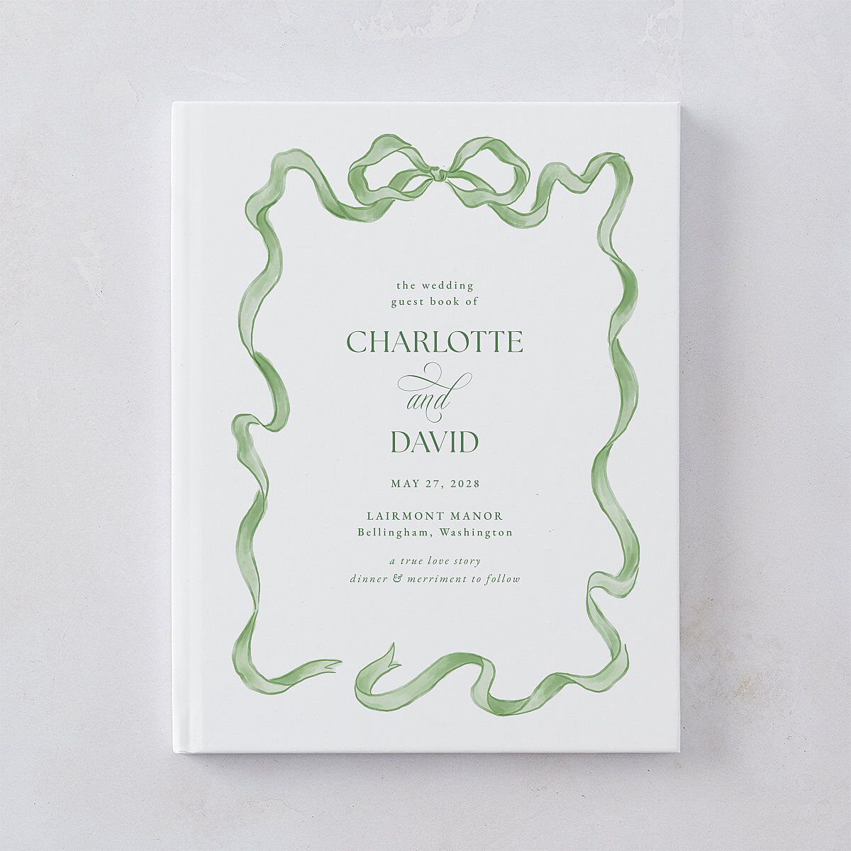 Vintage Bow Guest Books Jewel Green