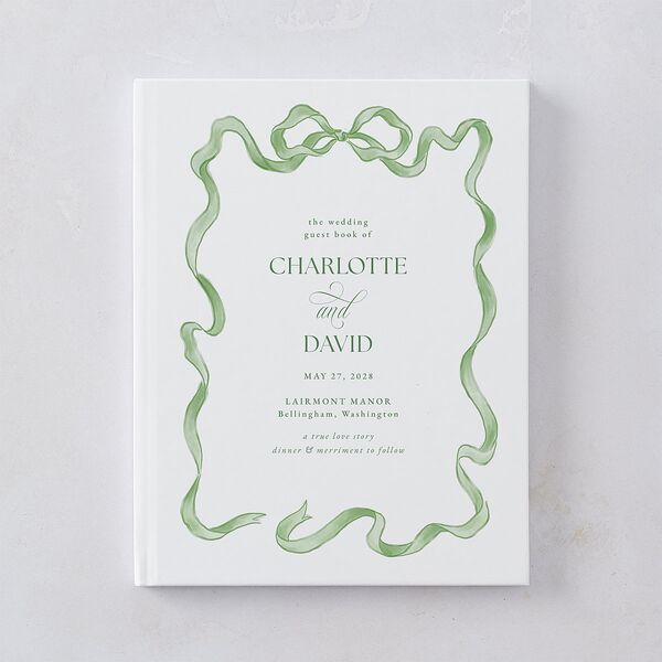 Vintage Bow Guest Books Jewel Green