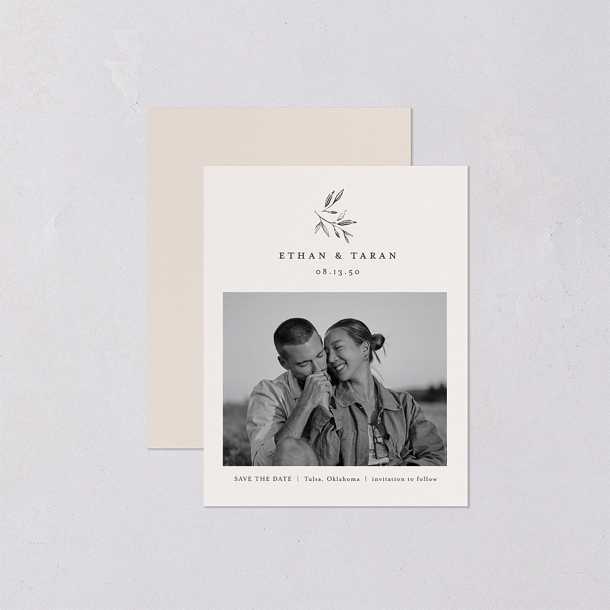Minimal Leaves Save the Date Petite Cards — view 1