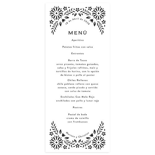 Papel Picado De Mexico Menus Charcoal Signature