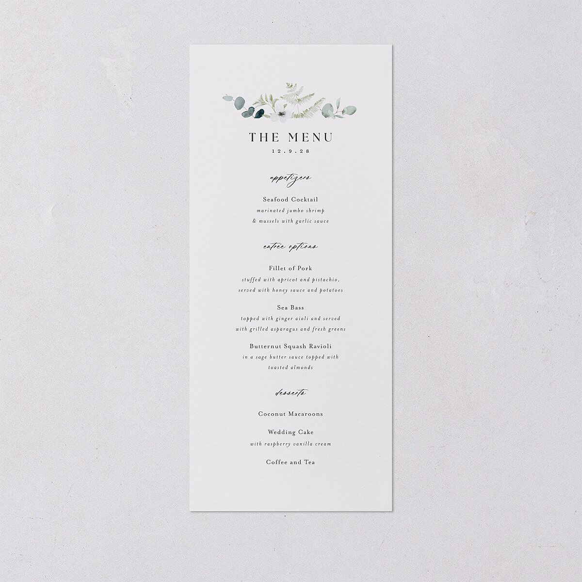 Elegant Anemone Menus Ice Blue Signature