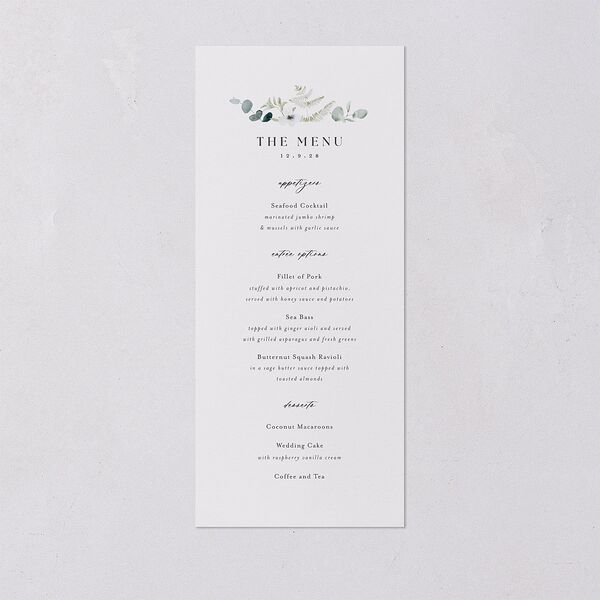 Elegant Anemone Menus Ice Blue Signature