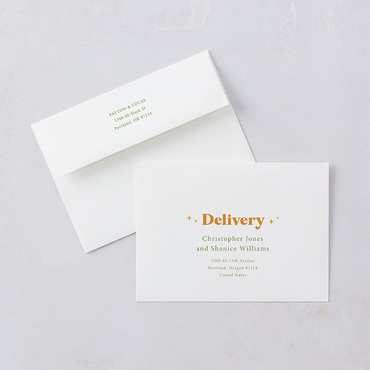 Colorful Retro Stripes Save The Date Card Envelopes White Sea Foam Both Recipient and Return Addresses Signature Standard