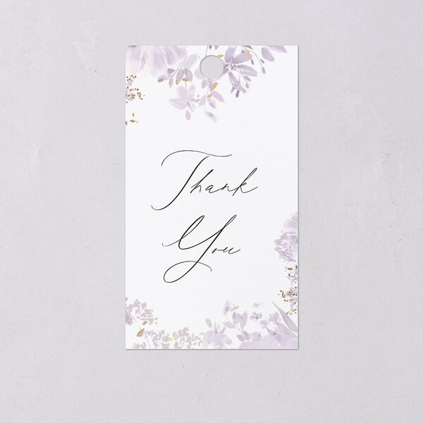 Monochrome Blooms Favor Gift Tags Gold Sheer Lilac Signature