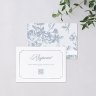 Vintage Hydrangea Garden Crest QR Code RSVP Cards Slate Signature Standard