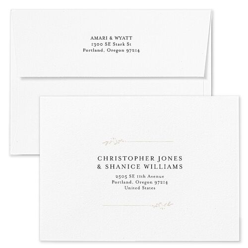 Exquisite Branches Botanical Wedding Invitation Envelopes Blue Pure White Return Address Standard Signature