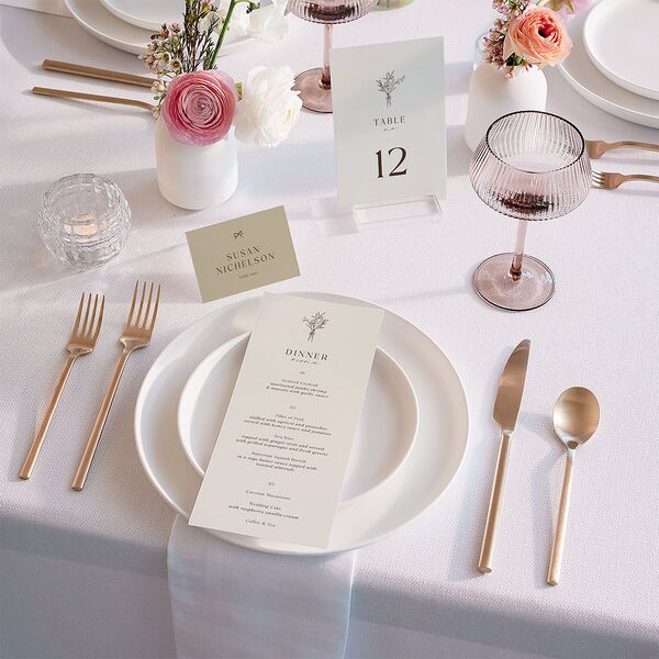 Simple Boho Flowers Table Numbers Champagne Signature