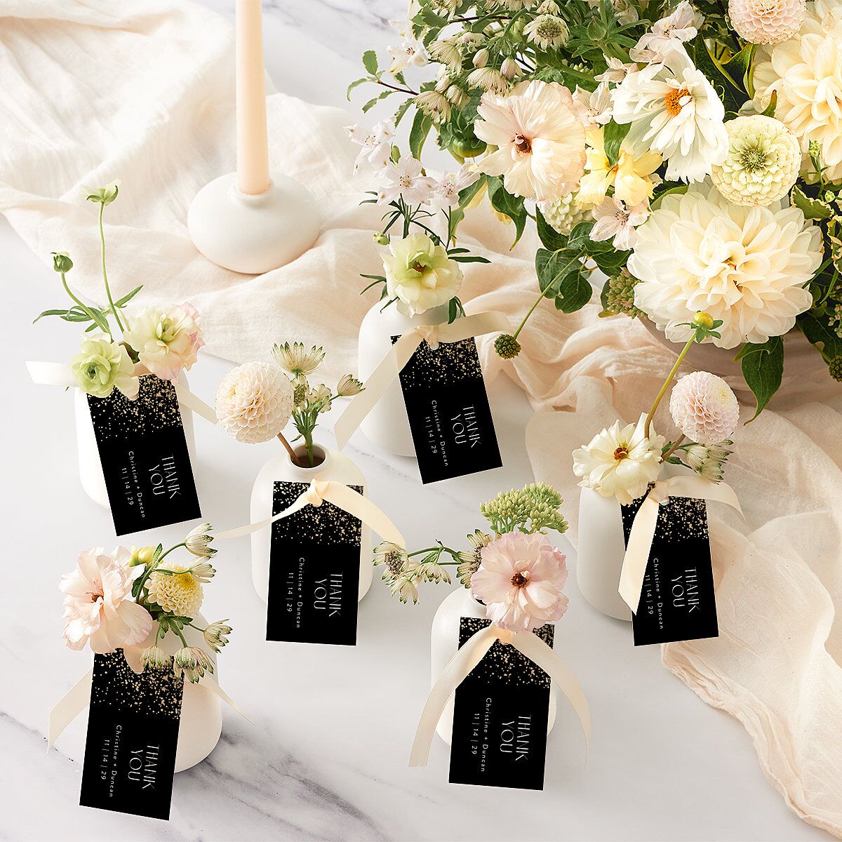 Shimmering Frame Favor Gift Tags Gold Licorice Signature