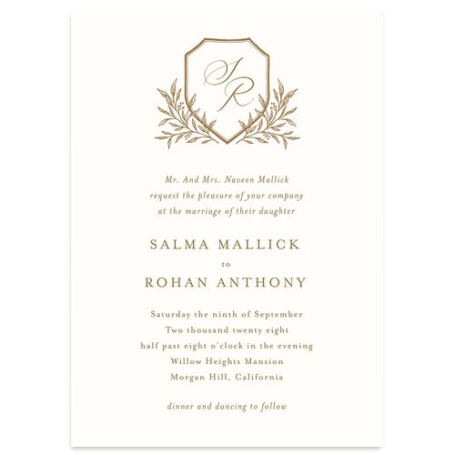 Classic Crest Wedding Invitations Fawn Signature Blank No Standard