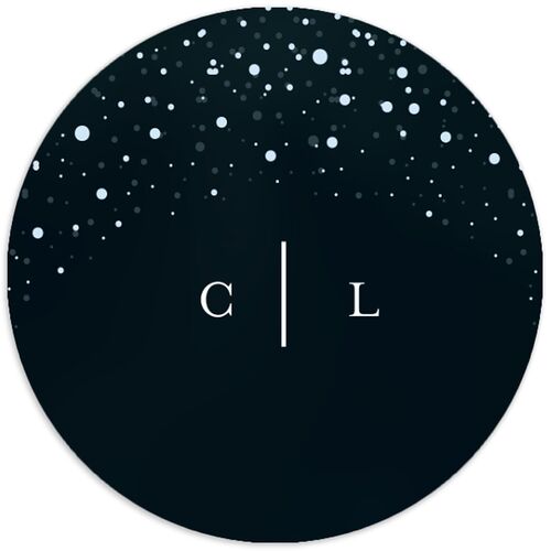 Sparkling Night Wedding Stickers Navy Circle