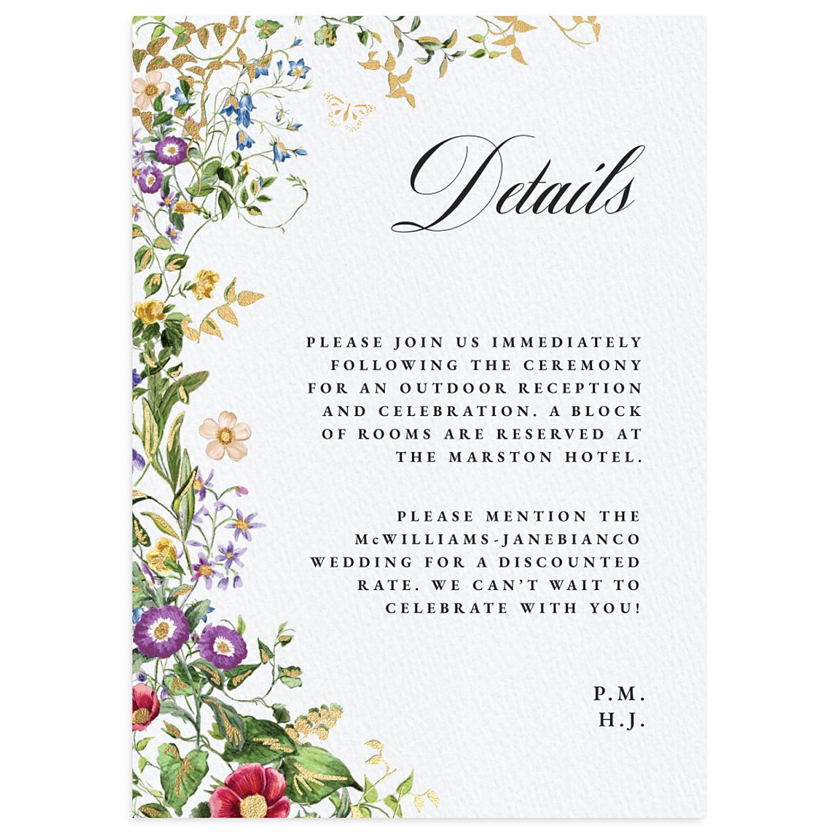 Opulent Garden Foil Wedding Enclosure Cards