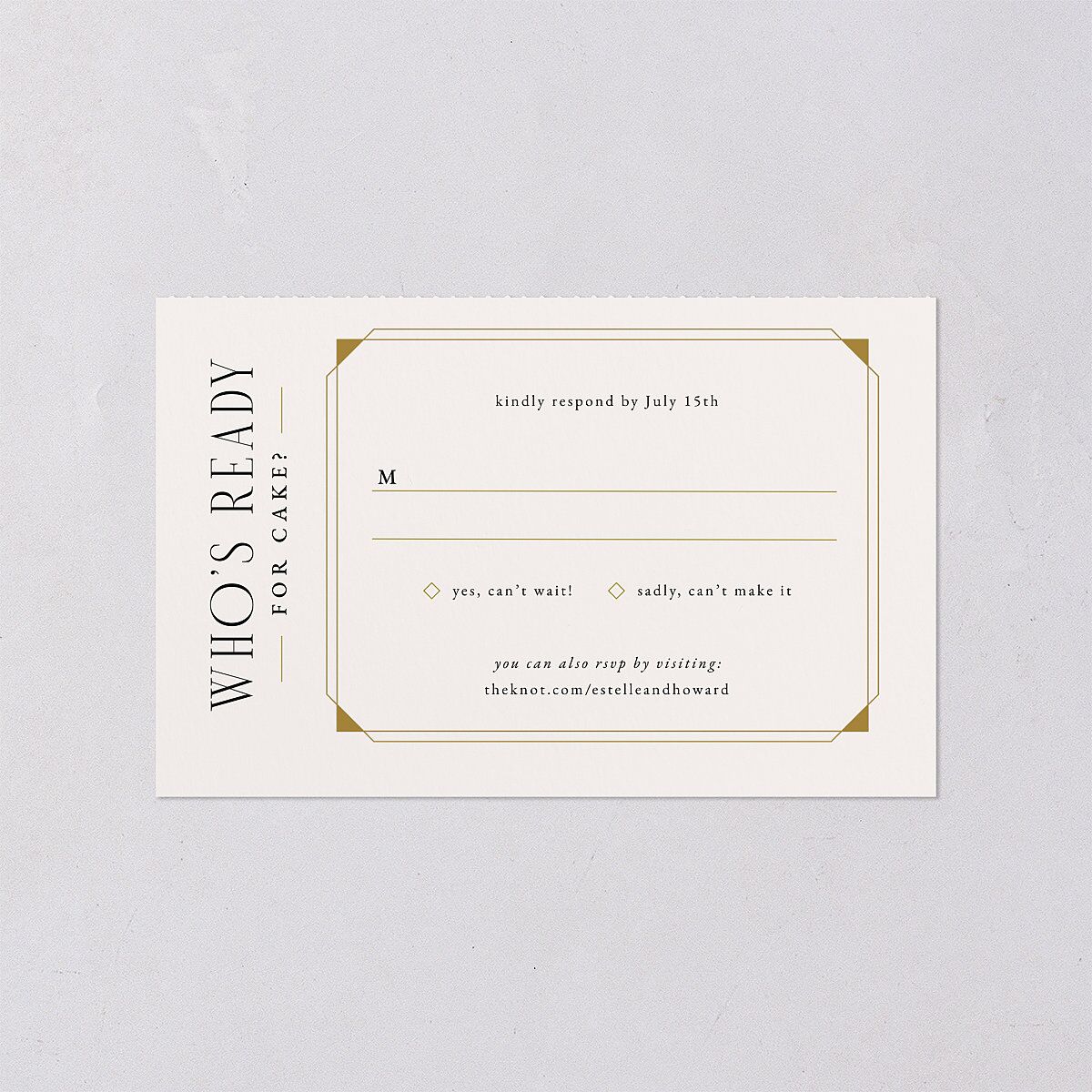 Old Hollywood Glam All-in-One Wedding Invitations Champagne Signature Light Both Recipient and Return Addresses No
