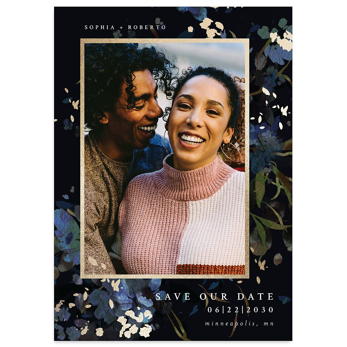 Midnight Floral Save The Date Cards
