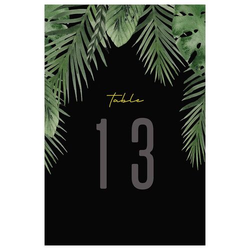 Tropical Leaves Table Numbers Midnight Signature