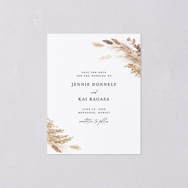 Simple Pampas Save the Date Petite Cards Pure White Signature smooth Blank No