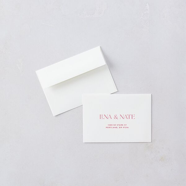 Hawaiian Tropical Orchid Oval Wedding Response Card Standard Envelopes White Crimson Return Address Signature Standard
