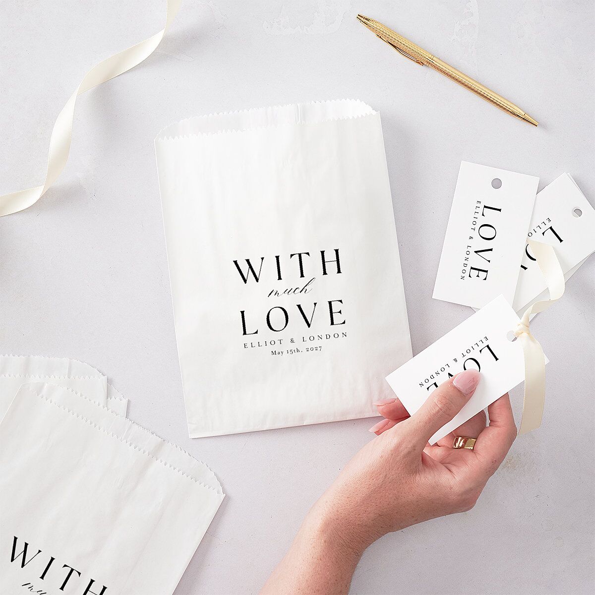 Timeless Typography Favor Bags White Pure White Wax-Lined Food Safe Paper
